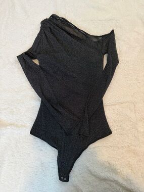 Abercrombie & Fitch Shimmery Black Long-Sleeve Bodysuit